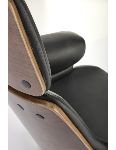 WEBER Fotel Obrotowy Eco Skóra/Drewno - Orzech/Czarny - Elegancki Design