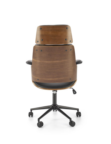 WEBER Fotel Obrotowy Eco Skóra/Drewno - Orzech/Czarny - Elegancki Design