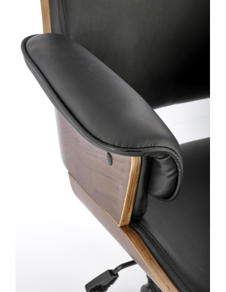 WEBER Fotel Obrotowy Eco Skóra/Drewno - Orzech/Czarny - Elegancki Design