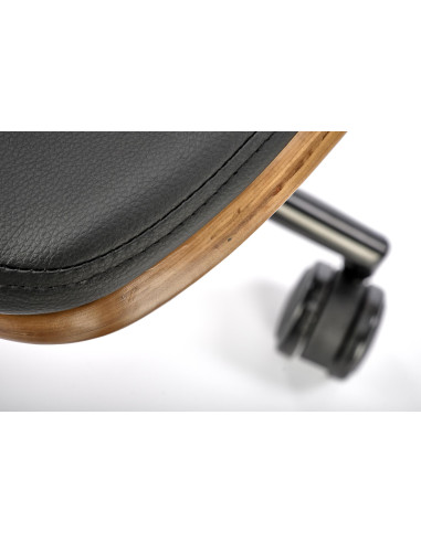 WEBER Fotel Obrotowy Eco Skóra/Drewno - Orzech/Czarny - Elegancki Design