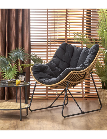 WHISPER fotel wypoczynkowy, czarny / naturalny