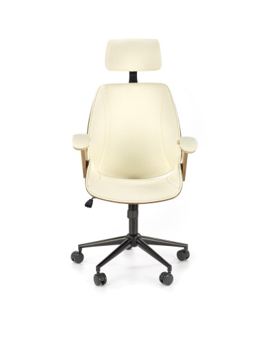 IGNAZIO Fotel Orzechowo/Kremowy - Eco Skóra, Komfort i Drewniane Akcenty