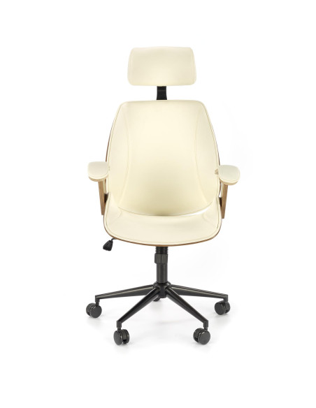 IGNAZIO Fotel Orzechowo/Kremowy - Eco Skóra, Komfort i Drewniane Akcenty