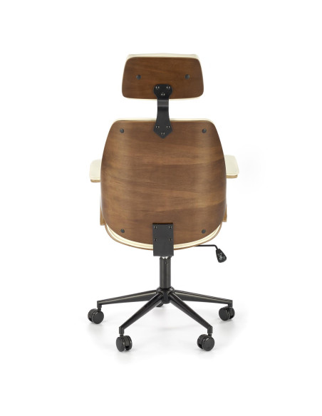 IGNAZIO Fotel Orzechowo/Kremowy - Eco Skóra, Komfort i Drewniane Akcenty