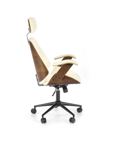 IGNAZIO Fotel Orzechowo/Kremowy - Eco Skóra, Komfort i Drewniane Akcenty