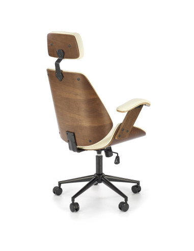 IGNAZIO Fotel Orzechowo/Kremowy - Eco Skóra, Komfort i Drewniane Akcenty