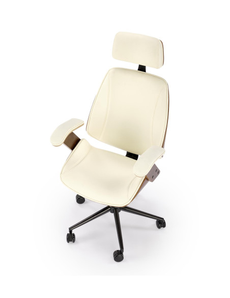 IGNAZIO Fotel Orzechowo/Kremowy - Eco Skóra, Komfort i Drewniane Akcenty