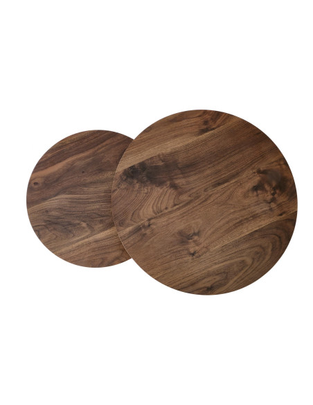 OREO Zestaw 2 Ław Okrągłych Fi53/Fi43 cm Orzechowy/Czarny - Stylowe