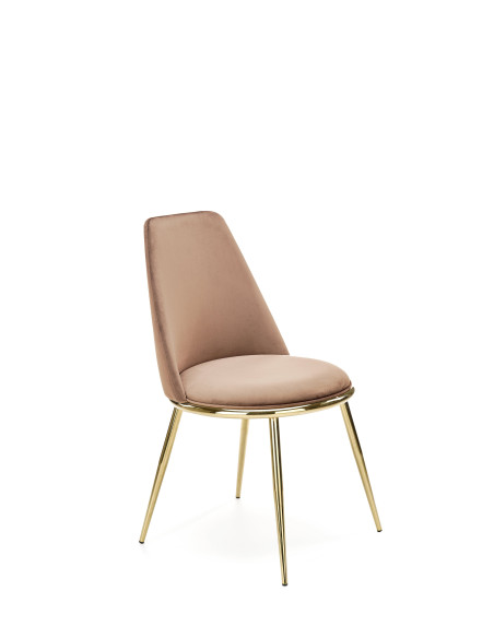 K460 Krzesło Beżowe Glamour, Velvet/Stal Chromowana- Subtelna Elegancja