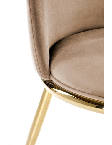 K460 Krzesło Beżowe Glamour, Velvet/Stal Chromowana- Subtelna Elegancja