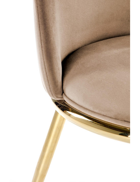 K460 Krzesło Beżowe Glamour, Velvet/Stal Chromowana- Subtelna Elegancja