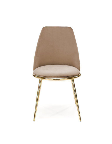 K460 Krzesło Beżowe Glamour, Velvet/Stal Chromowana- Subtelna Elegancja