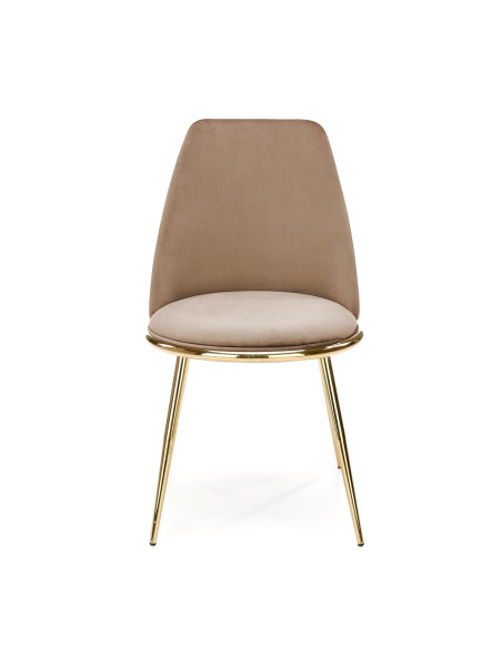 K460 Krzesło Beżowe Glamour, Velvet/Stal Chromowana- Subtelna Elegancja