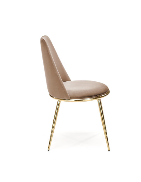K460 Krzesło Beżowe Glamour, Velvet/Stal Chromowana- Subtelna Elegancja