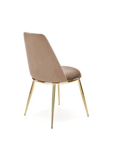 K460 Krzesło Beżowe Glamour, Velvet/Stal Chromowana- Subtelna Elegancja
