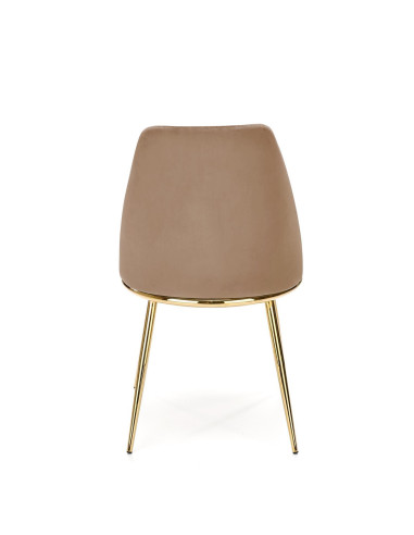 K460 Krzesło Beżowe Glamour, Velvet/Stal Chromowana- Subtelna Elegancja