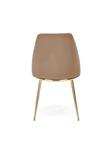 K460 Krzesło Beżowe Glamour, Velvet/Stal Chromowana- Subtelna Elegancja