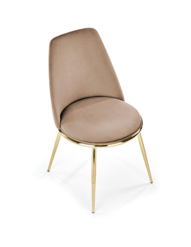 K460 Krzesło Beżowe Glamour, Velvet/Stal Chromowana- Subtelna Elegancja