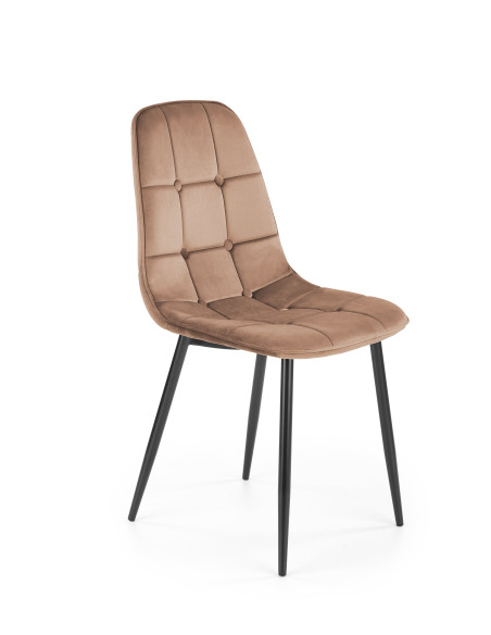 K417 Krzesło Pikowane Beżowe, Velvet/Stal Malowana - Elegancja i Komfort