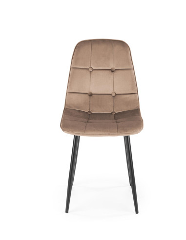 K417 Krzesło Pikowane Beżowe, Velvet/Stal Malowana - Elegancja i Komfort