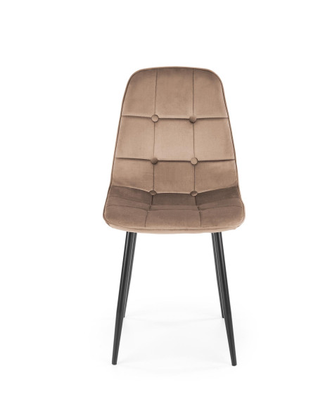 K417 Krzesło Pikowane Beżowe, Velvet/Stal Malowana - Elegancja i Komfort