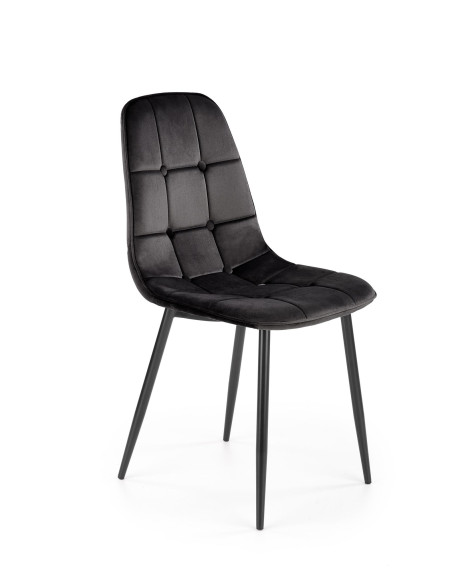K417 Krzesło Pikowane Czarne, Velvet/Stal Malowana - Elegancja i Komfort