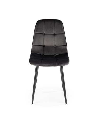 K417 Krzesło Pikowane Czarne, Velvet/Stal Malowana - Elegancja i Komfort