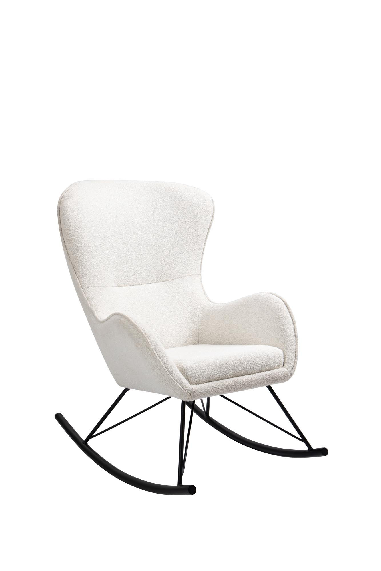 Fotel TREBIT3 w kolorze białym z czarną stalową ramą – widok z przodu.