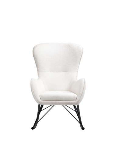 LIBERTO_3 Fotel Bujany Biały/Czarny Tkanina Boucle - Kontrast i Wygoda