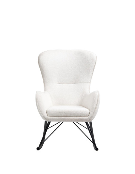 LIBERTO_3 Fotel Bujany Biały/Czarny Tkanina Boucle - Kontrast i Wygoda