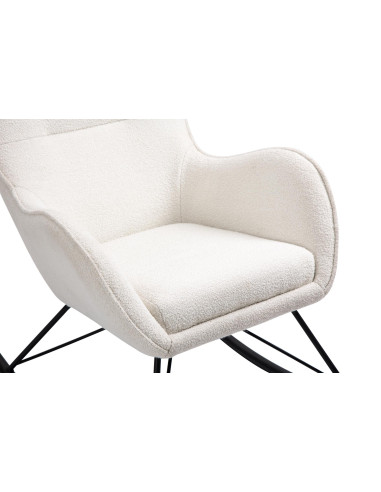 LIBERTO_3 Fotel Bujany Biały/Czarny Tkanina Boucle - Kontrast i Wygoda