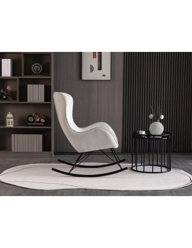 LIBERTO_3 Fotel Bujany Biały/Czarny Tkanina Boucle - Kontrast i Wygoda