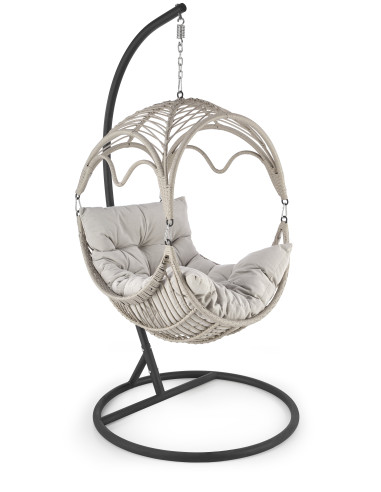 RASMUS Fotel Ogrodowy Wiszący Jasny Popiel, Rattan - Przestrzeń i Światło