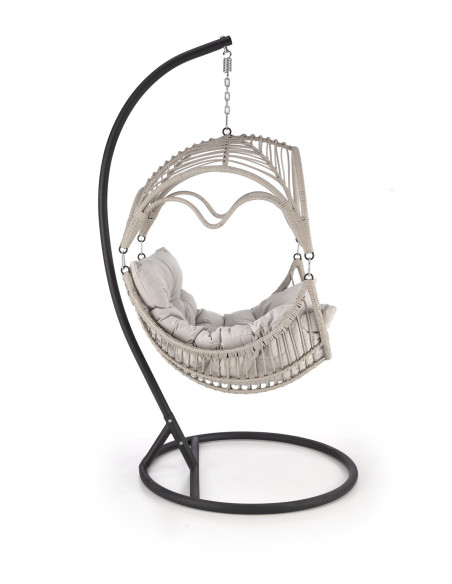 RASMUS Fotel Ogrodowy Wiszący Jasny Popiel, Rattan - Przestrzeń i Światło