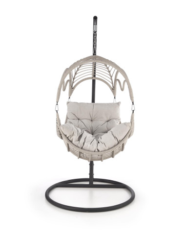 RASMUS Fotel Ogrodowy Wiszący Jasny Popiel, Rattan - Przestrzeń i Światło