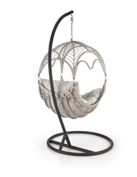 RASMUS Fotel Ogrodowy Wiszący Jasny Popiel, Rattan - Przestrzeń i Światło