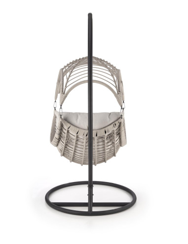 RASMUS Fotel Ogrodowy Wiszący Jasny Popiel, Rattan - Przestrzeń i Światło