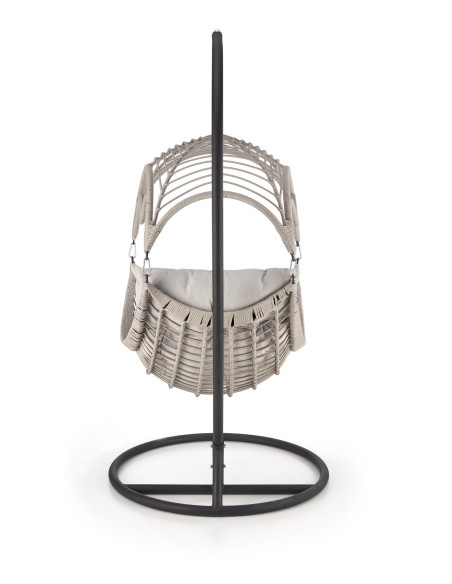 RASMUS Fotel Ogrodowy Wiszący Jasny Popiel, Rattan - Przestrzeń i Światło