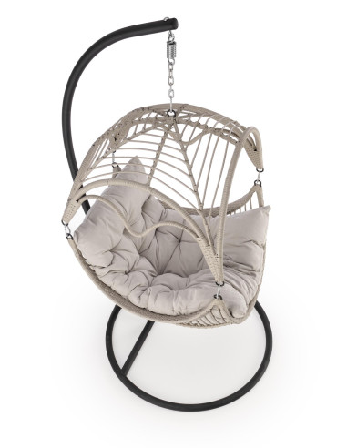 RASMUS Fotel Ogrodowy Wiszący Jasny Popiel, Rattan - Przestrzeń i Światło