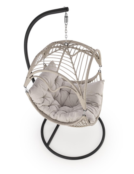 RASMUS Fotel Ogrodowy Wiszący Jasny Popiel, Rattan - Przestrzeń i Światło