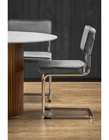 BRUNO Stół Okrągły fi120/76 cm Biały Marmur/Orzechowy - Klasyka i Elegancja