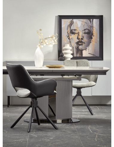 DANCAN Stół Rozkładany 160-220cm Ceramika Biały Marmur/Popielaty - Elegancja