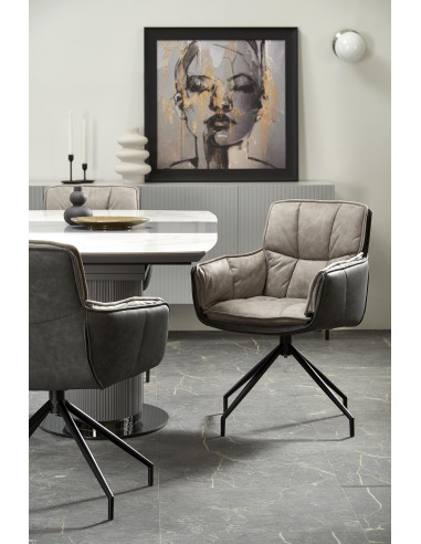 DANCAN Stół Rozkładany 160-220cm Ceramika Biały Marmur/Popielaty - Elegancja