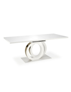 GALARDO Stół Rozkładany 160-200cm Biały/Złoty - Luksus i Geometryczne Nogi