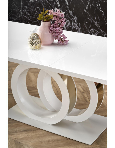 GALARDO Stół Rozkładany 160-200cm Biały/Złoty - Luksus i Geometryczne Nogi