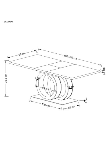 GALARDO Stół Rozkładany 160-200cm Biały/Złoty - Luksus i Geometryczne Nogi