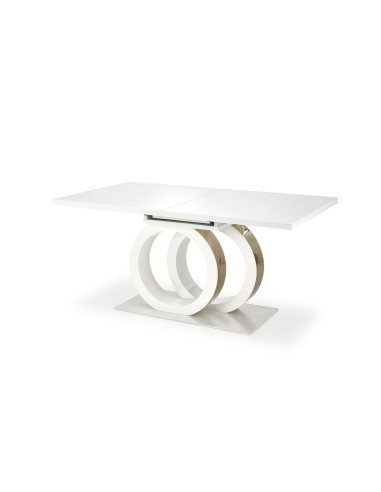 GALARDO Stół Rozkładany 160-200cm Biały/Złoty - Luksus i Geometryczne Nogi