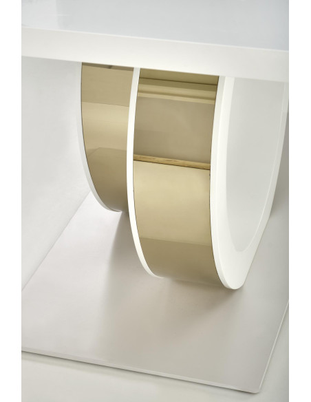 GALARDO Stół Rozkładany 160-200cm Biały/Złoty - Luksus i Geometryczne Nogi