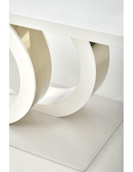 GALARDO Stół Rozkładany 160-200cm Biały/Złoty - Luksus i Geometryczne Nogi