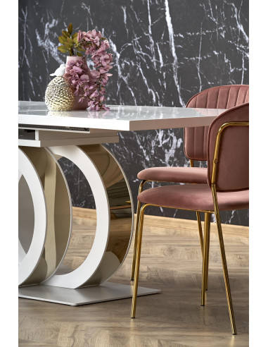 GALARDO Stół Rozkładany 160-200cm Biały/Złoty - Luksus i Geometryczne Nogi